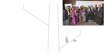 Corporate team group photo at a formal awards or recognition event